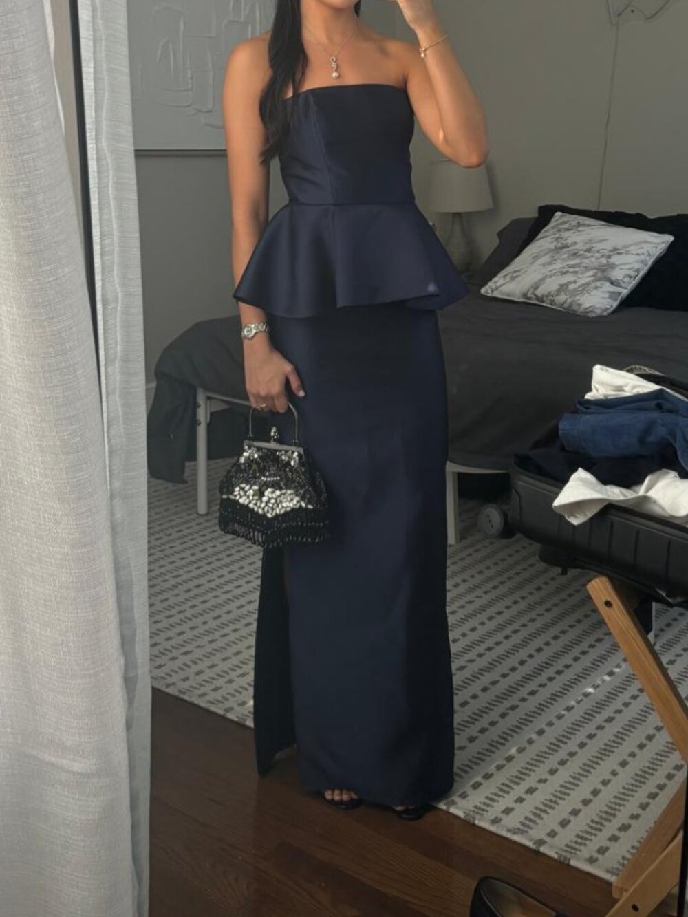 Alfred Sung Midnight Blue Strapless Dress